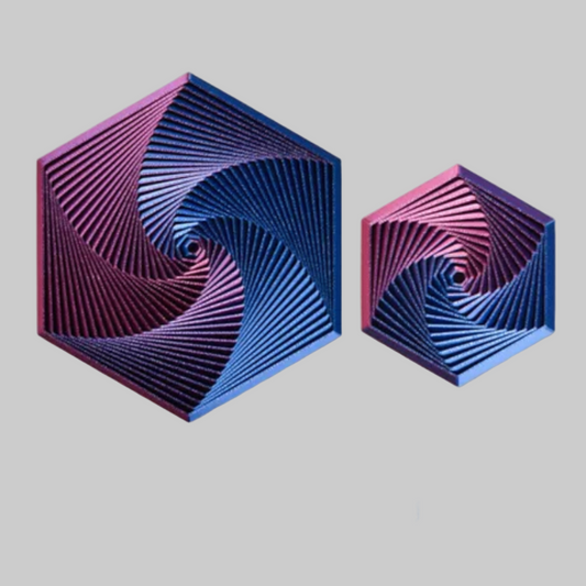 Blue and purple hexagon fidget toy